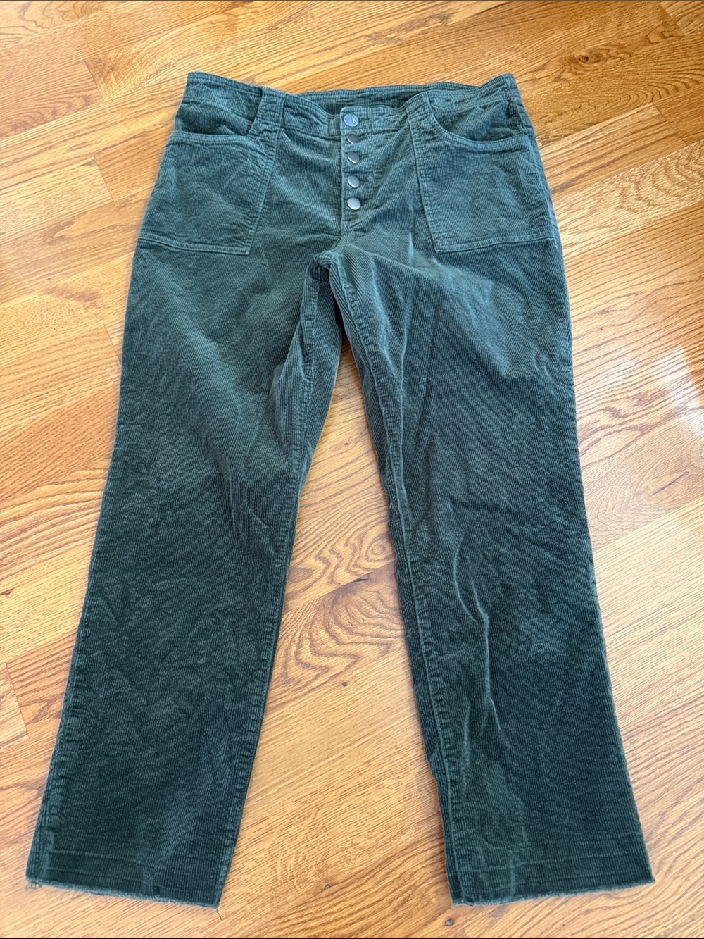 KUT From the Kloth Paola Olive Corduroy Ankle Pants Size 16